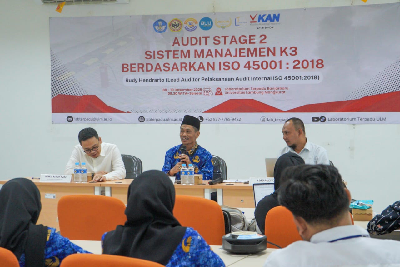 Laboratorium Terpadu ULM Laksanakan Audit Stage 2 Sistem Manajemen K3 ISO 45001:2018